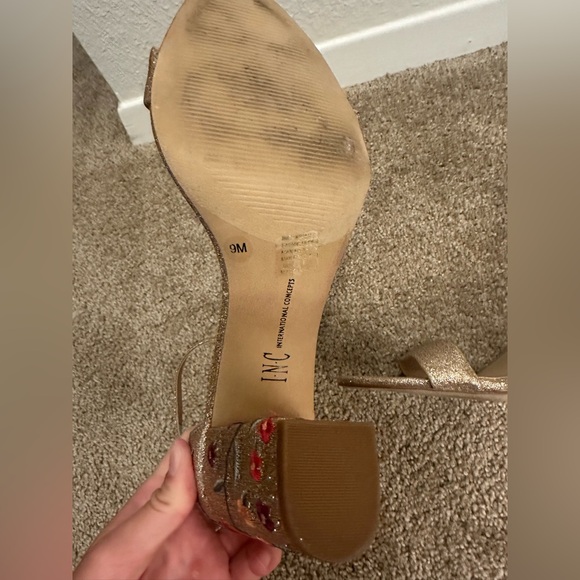 INC International Concepts Gold Floral Heels - Picture 9 of 9